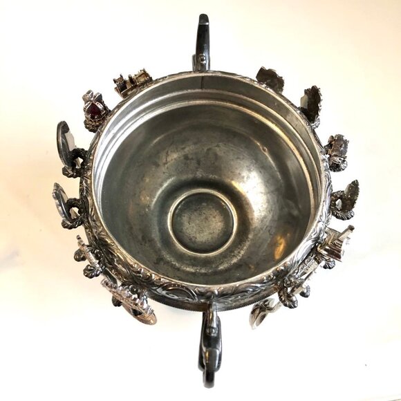 Antique Wm. Rogers WR Quadruple Silver Plate Sugar Bowl Spoon Holder Pattern #59 - Picture 8 of 10